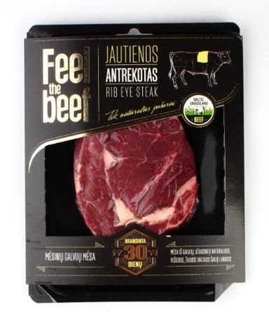 Dry aged beef cattle rib eye staek FEEL THE BEEF, , VAC, ~ 300 g