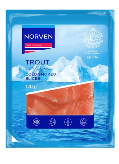 Šaltai rūkyta pjaustyta upėtakio filė, NORVEN 120 g