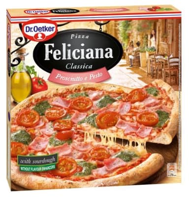 Frozen pizza FELICIANA Prosciutto e Pesto, 360 g