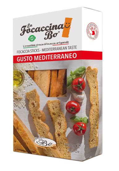 Breadsticks FOCACCINA, Gusto Mediterraneo, with tomatoes, herbs, 100 g