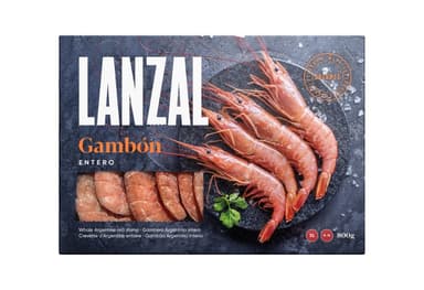 Frozen Argentinian shrimps L1 8/16 with heads, in shell, 800 g