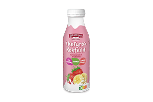 ŽEMAITIJA kefir cocktail with bananas and strawberries 0.4%, 450g