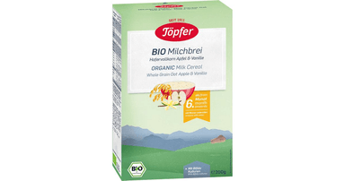 Pieniška avižų košė su obuoliais ir vanile kūdikiams nuo 6 mėn., ekologiška