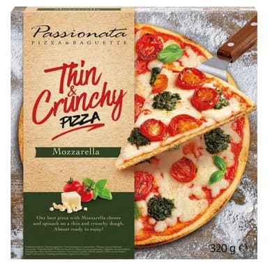 Frozen pizza PASSIONATA Mozzarella, with spinach, 320 g.
