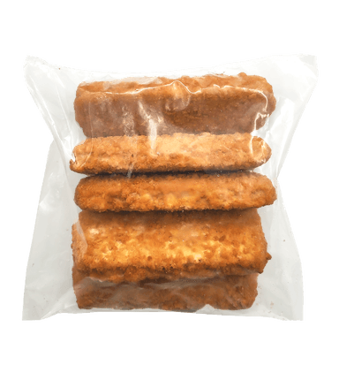 Frozen fish fillet portions, with garlic stuffing, 110g, in breadcrumb