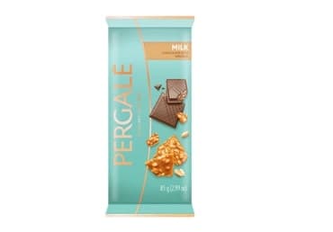 Milk chocolate PERGALĖ with brittle nuts, 85 g.