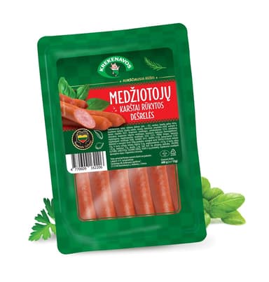 Smoked sausages MEDZIOTOJU, gas, 0,6 kg ,pcs.