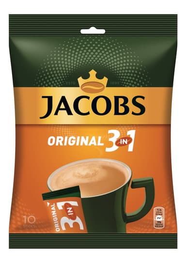 Instant coffee drink JACOBS 3 in 1, bag, 10 x 15.2 g