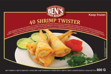 Raw frozen shrimps in filo pastry Twister, 800 g