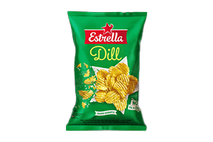 Vingiuoto pjaustymo bulvių traškučiai ESTRELLA su krapais, 130 g