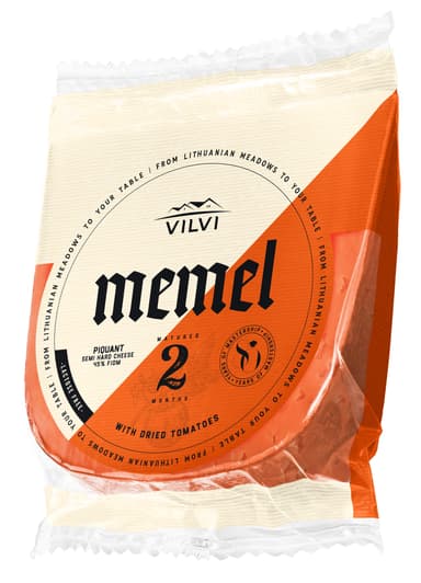 Puskietis sūris MEMEL Piquant su džiovintais pomidorais, 45%, RSM, be laktozės, 0,18 kg