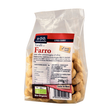 Speltų sausainiai su alyvuogių aliejumi TARALLI DI FARRO, ekologiški