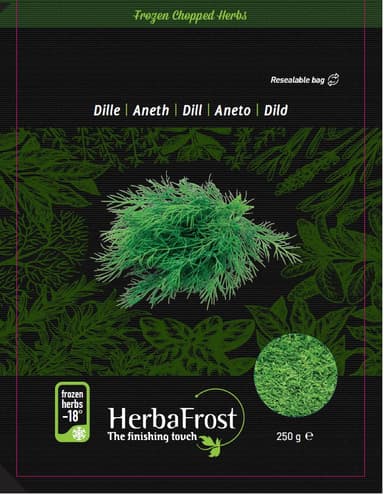 Frozen IQF dill, HERBAFROST,1-8mm, 250 g