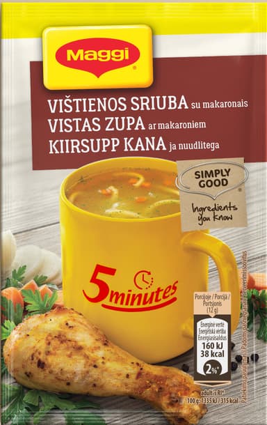 Tirpioji vištienos sriuba MAGGI, su makaronais, 12 g
