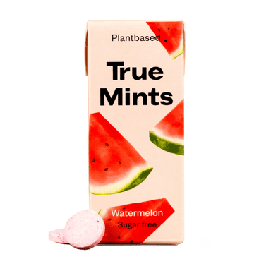 TRUE MINTS watermelon-flavored candies, sugar-free