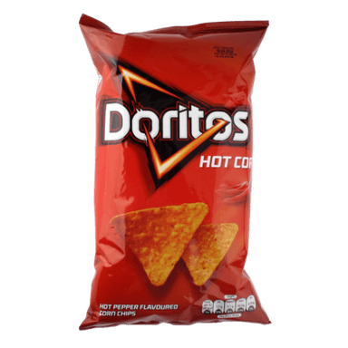 Kukurūzų traškučiai DORITOS Hot Corn, aštrių pipirų skonio, 100g.