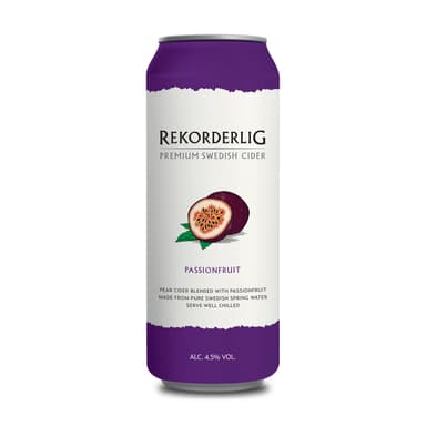 Sidras REKORDERLIG, pasiflorų skonio, 4,5% 0,5l