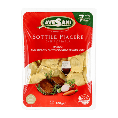 Švieži RAVIOLI su vyne troškinta mėsa RIPASSO DOC