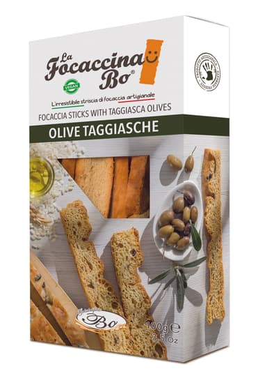 Bread sticks FOCACCINA, Olive Taggiasche, with olives, rice oil, 100 g