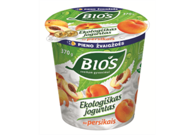 Organic yogurt BIOS, with peach, 3,1%, 370 g,  lactose free, LT-EKO-001