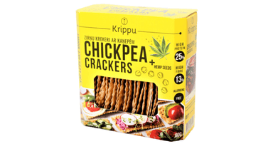 Organic chickpea crackers with hemp seeds