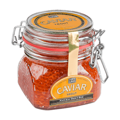 Natural trout caviar in a glass SUDRABLINIS, 300 g