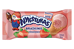 Strawberry ice cream with strawberries NYKŠTUKAS, 130ml