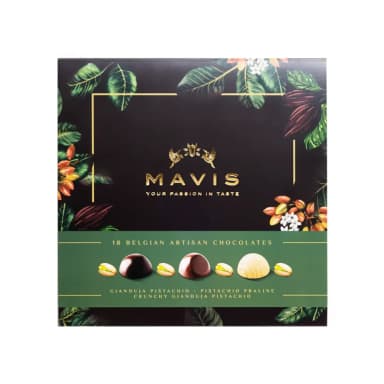 MAVIS PISTACHIO collection of Belgian chocolate candies with pistachios