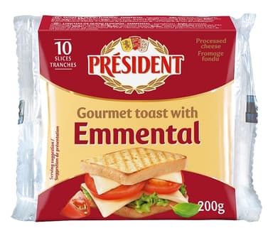 Processed cheese slices PRESIDENT Emmental, 200 g