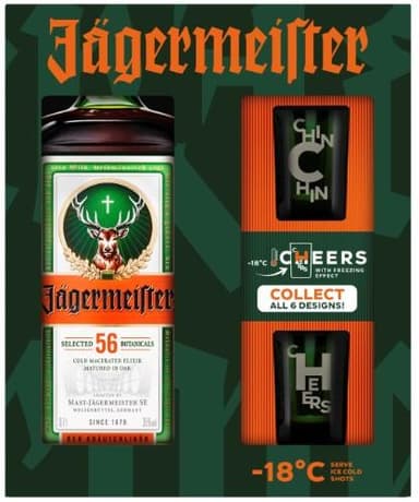 Likeris JAGERMEISTER, 35%, 0,7 l + 2 stikliukai (termo)