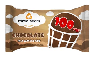 Ice cream "THREE BEARS" TM "Choco-late" waffle cup, 100 g, 150 ml