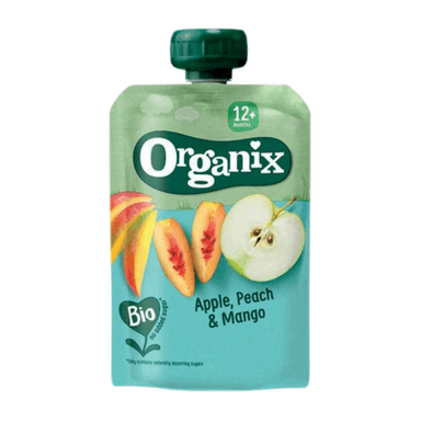 Obuolių, persikų ir mangų tyrelė, nuo 12 mėn., ekologiška