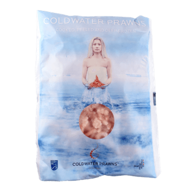 Šaldytos šiaurinės dryžakojės krevetės,virtos,lukštentos,300/500,20% glazūros, 1kg/0,80kg