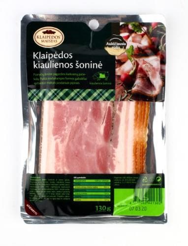 Hot smoked pork bacon KLAIPEDOS MAISTAS, 130 g