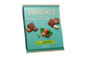 Milk chocolate with healthy hazelnuts PERGALĖ, 200g