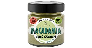 Lightly roasted macadamia nut cream with spirulina and chlorella