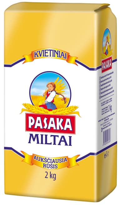 Kvietiniai miltai PASAKA, aukščiausia rūšis, 550D, 2 kg