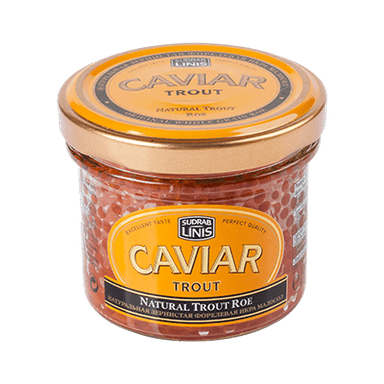 Natural trout caviar in a SUDRABLINIS glass, 100g