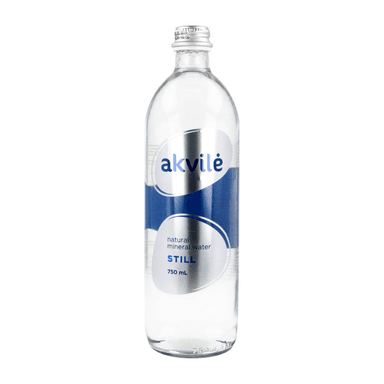 Still natural mineral water in a glass bottle
