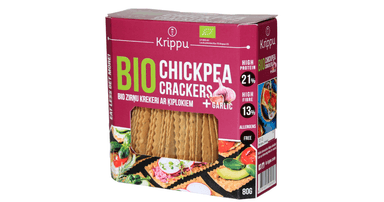 Organic chickpea crackers with garlic