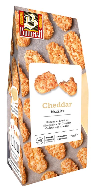 Sūrio sausainiai BUITEMAN, su brandintu Cheddar sūriu, 75 g
