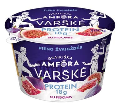 Varškė GRAIKIŠKA AMFORA Protein, 0,8%,  su figomis, be laktozės, 200 g