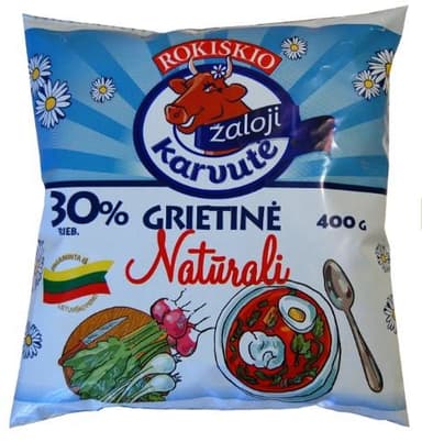 Grietinė  ŽALOJI KARVUTĖ, maišelyje, 30%,  400 g