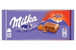 MILKA DAIM milk chocolate with almond and caramel pieces, 100 g