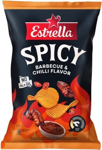 ESTRELLA Crinkle cut chips  with the taste of spicy barbeque 115g