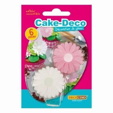 Vafliniai žiedai, su saldikliu DECOCINO, rožiniai ir balti, 6 vnt.