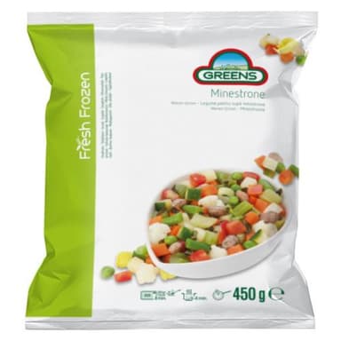 Frozen IQF vegetable mix GREENS, Minestrone, 450 g
