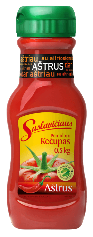 Pomidorų kečupas SUSLAVIČIAUS, Aštrus, 500 g