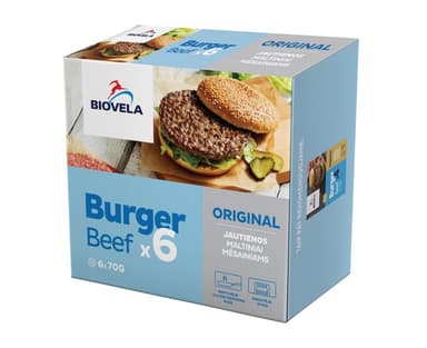 Frozen  beef for burger BIOVELA, 6x70 g