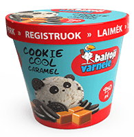 Vanilla ice cream WHITE TICK with caramel and cookies, 950 ml